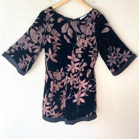 Line & Dot Velvet Burnout Romper - Picture 1 of 10